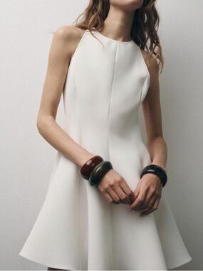 Zara white godet dress
